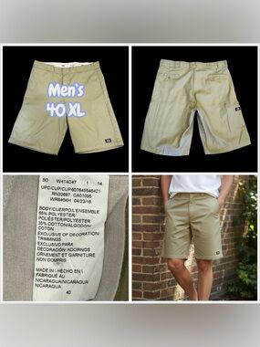 Men's Dickies 40 XL Shorts Khakis Chino Khaki Tan Phone Pocket Relaxed Fit